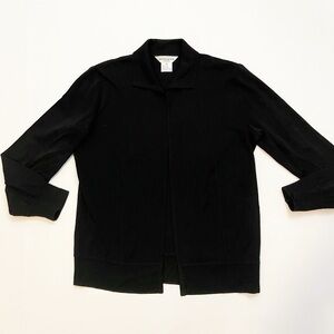 misook petite black open front jacket size